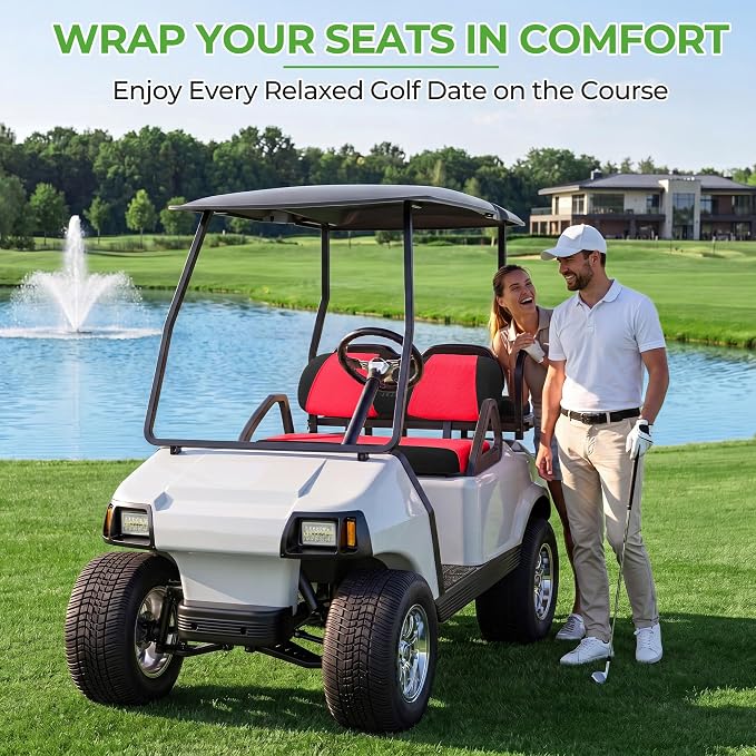10L0L Golf Cart Seat Covers for Yamaha EZGO Club Car Seat Towel Cushion | Breathable Mesh All-Season Front/Rear Seat Blanket, UV Resistant, Cool Comfort, Machine Washable, Easy On, Great Golf Gift - Image 5