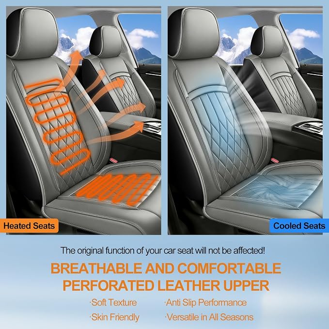 Fit for Camry Seat Covers Compatible with Toyota Camry 2012-2025 2026 - Waterproof Breathable Leather Automotive Seat Cushions Protector, Airbag Compatible,Only 2 Front seat Covers(Gray) - Image 6
