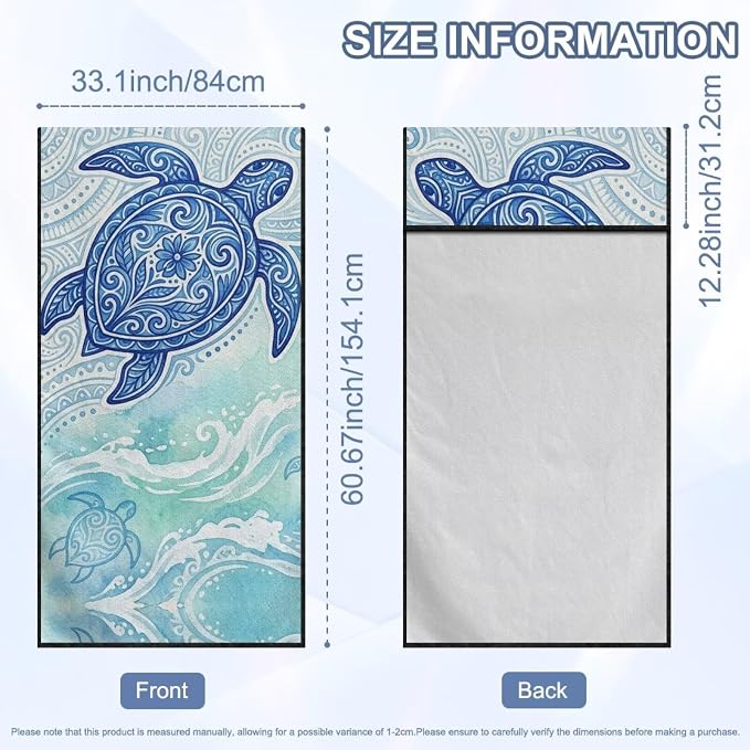 Sea Turtle Car Seat Towel Cover After Gym Quick-Dry & Absorbent Car Seat Hoodie Towel Polynesian Style Sports Towel for Gym Workout, Running, Swimming, Beach and Hiking - Image 7
