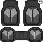 CAR PASS Heavy Duty Rubber Car Mats, Deep-Dish Car Floor Mats All Weather, Universal Two-Tone Trim-to-Fit for SUVs Trucks Sedans, Waterproof Anti-Slip, 3 Pieces V12 Black and Metallic Gray by CARPASS