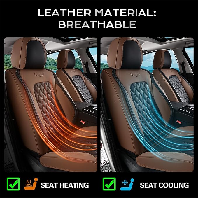 Coverado Car Seat Covers Front Seats, Premium Breathable Waterproof Faux Leather Full Set with Rear Protectors, Luxury Automotive Interior for Sedans SUVs Trucks – CoffeeBlack - Image 5