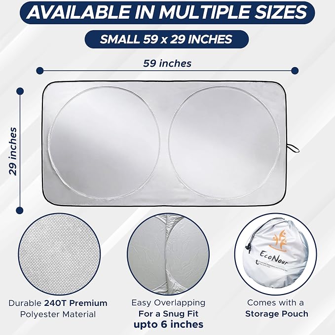 EcoNour Car Sun Shade for Windshield, Foldable Front Window Cover - Image 4