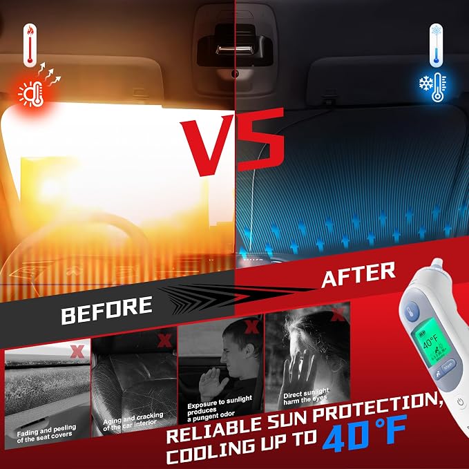 Windshield Sun Shade for 2025 2026 Toyota Camry Foldable Sun Sunshade for Car Front Window Blocks UV Rays and Heat Automotive Interior Protector Custom Fit Accessories | Foldable Sun Sunshade for Car Front Window Blocks UV Rays and Heat Automotive Inte... - Image 4