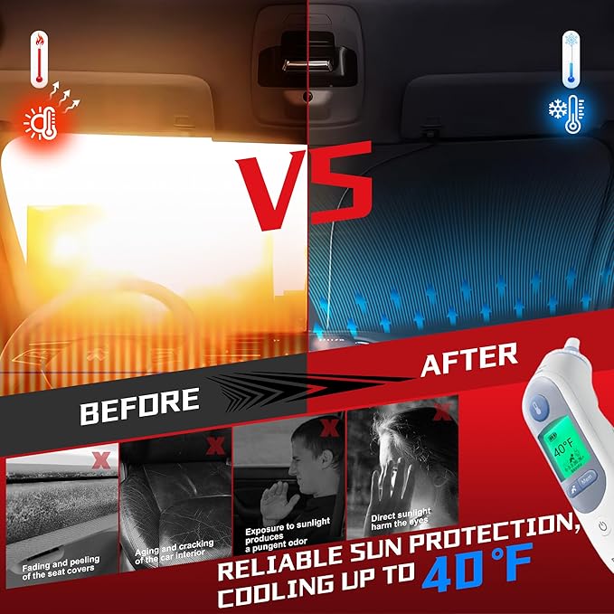 Windshield Sun Shade for 2021-2025 2026 Che-vrolet/Chevy Tahoe | Foldable Sun Sunshade for Car Front Window Blocks UV Rays and Heat Automotive Interior Protector Custom Fit Accessories - Image 4