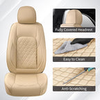 Huidasource F150 F250 F350 Front&Rear Leather Seat Covers Fit for 2015-2026 Ford F150 SuperCrew & 2017-2026 F250 F350 F450 Super Duty Crew Cab XL XLT Lariat King Ranch Platinum(Full Set/Beige) - Image 4