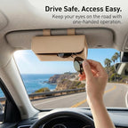 Magnetic Sunglasses Holder for Car Visor, PU Leather Clip, Beige | Soft Inner Lining, One-Handed Access, Holds Eyeglasses, Parking Tickets and Receipts, For Cars, SUVs and Trucks, 1 Pack - Image 4