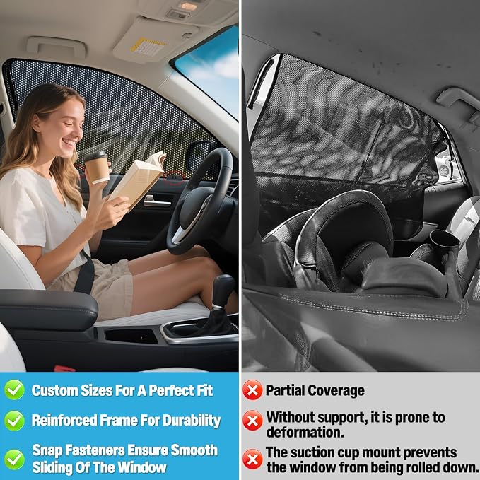 ZATOOTO Car Window Shades for Toyota Camry 2018-2023, Breathable Mesh | 4 Pack Camry Sun Shade Side Window, Breathable Mesh Car Window Screen for Camping Napping Baby UV Protection - Image 6