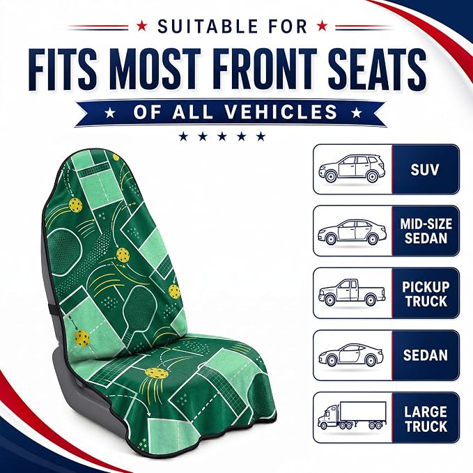 Car Seat Towel Cover for Front Seat, 1Pc Sweat Absorbent Car Seat Protector with Non-Slip Backing, Waterproof Towel Car Seat Cover for Runners, Gym, Swimming, Beach, Pets, Green Court Sport - Image 6