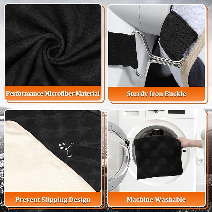 Lonfliness 2PCS Car Seat Cover Towel Non Slip Front Seat Car Seat Towel Athletic Running Towel Washable Seat Cover for Gym Workout Sweat Outdoor Sport Beach Hiking Yoga (Midnight) - Image 3