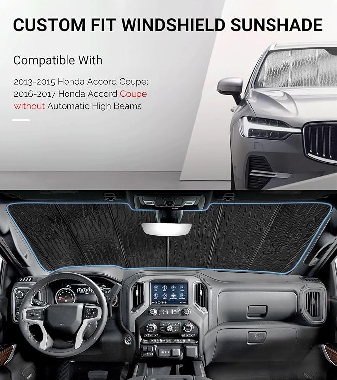 Pigenius Windshield Sunshade for Honda Accord Coupe 2013-2017 Without Automatic High Beams - AstraGuard - Image 2