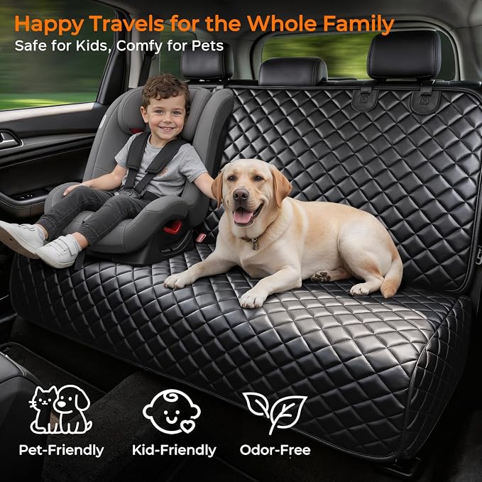 URPOWER Dog Car Seat Cover for Back Seat, Waterproof PU Leather | Non-Slip, Scratch-Resistant Rear Bench Seat Protector for Dogs, Easy to Clean, for Large Sedans & Large SUVs - Image 7