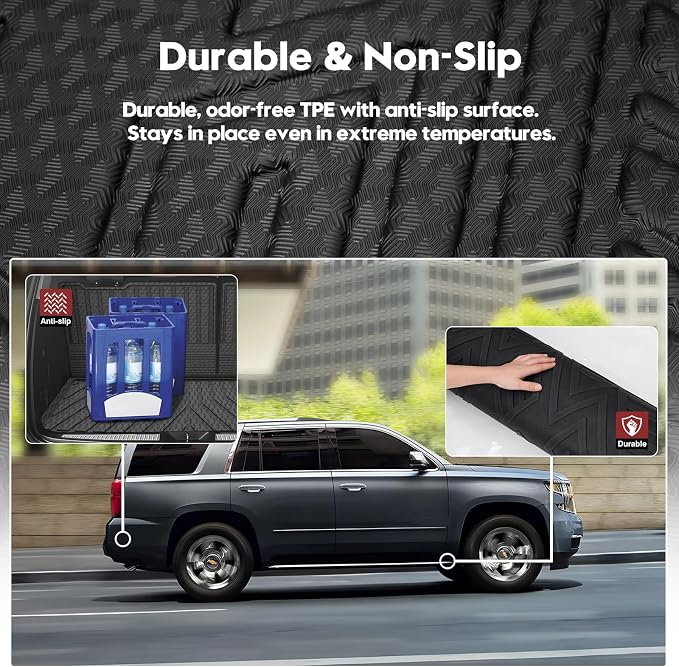 T TGBROS for Chevrolet Tahoe Floor Mats 2015-2020 All-Weather Full Set Custom Fit TPE Liners Back Seat Protector Cargo Liner Trunk for Chevy Tahoe/GMC Yukon Accessories 6PCS - Image 6
