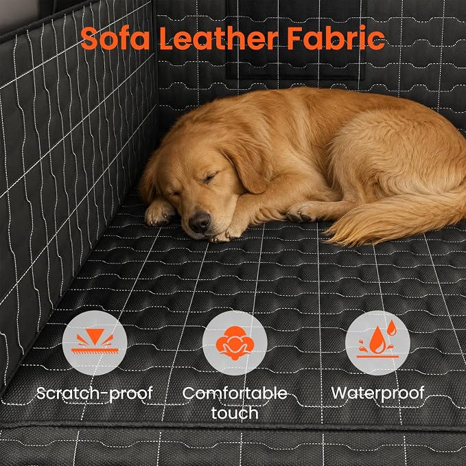 IJVAE SUV Cargo Liner for Dogs, Waterproof Dog Trunk Cover with Bumper Flap Protector, Pet Cargo Mat for SUVs Sedans Vans, Non-Slip Scratchproof Dog Seat Cover，Large Size Universal Fit, Black - Image 2