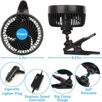 Alagoo Car Fan 6'' 12V Cool Gadgets Clip Fan for Front Rear Seat Passenger Portable Electric Air Fresh Fan with Cigarette Lighter Plug for Cars/Vehicle SUV, RV - Image 2