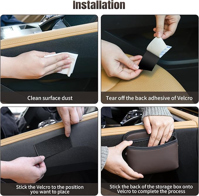 JEYODA Car Seat Side Storage Pocket, Small Organizer,PU Leather Multifunctional Console Side Organizer Bag for Phone, keys, sunglass,wallet,ect (Brown) - Image 5