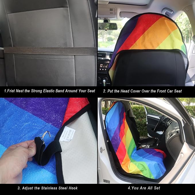 Car Seat Cover Protector Front Seats,for Gym Workout,Running,Swimming,Beach and Hiking,Waterproof Sweat Towel Bucket Seat Covers for Cars SUV Trucks (Rainbow, 2Pcs) - Image 4