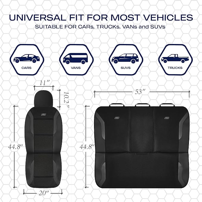 Skechers Memory Foam Car Seat Covers, Air Cool Mesh Thick Seat Covers, Airbag Compatible Car Seat Cover, Automotive Comfort Protection for Most Cars,Vans,Trucks, SUVs,Black - Image 6