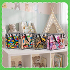 Toy Storage Bags 4 Pack, Clear PVC Toy Organizers, Black | Waterproof PVC, Large 30 x 10 x 22 CM Size, Label-Ready, For Toys, Books, Puzzles, Classroom and Travel - Image 6