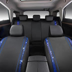 CAR PASS Bling Diamond Car Seat Covers Full Set, Shining Rhinestone Waterproof Faux Leather, Rear with Zipper, Universal Fit Automotive Glitter Crystal Sparkle Strips for Cute Women Girl, Blue - Image 8