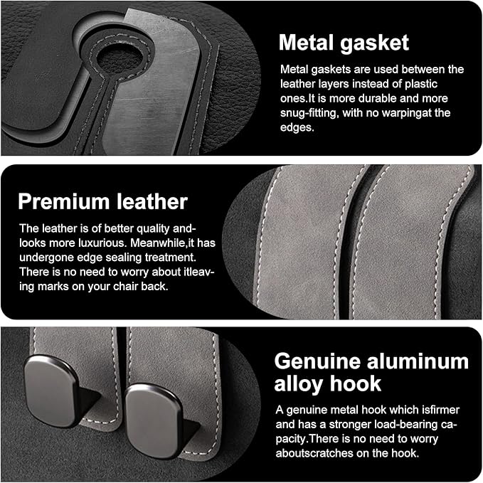 Car Purse Hook Purse Hook for Car Seats Headrest Car Seat Hooks,Heavy Duty Vehicle Organizer for Handbags, Groceries, Purses, Keep Car Tidy (Gray, 2 Pack) - Image 6