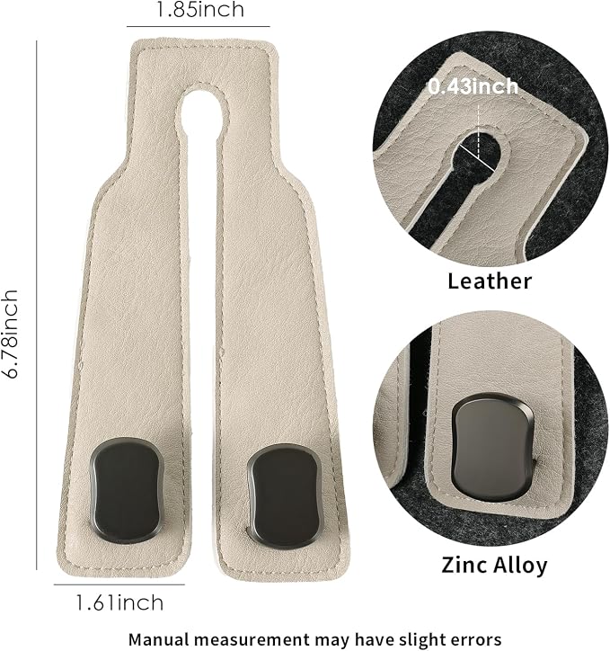 KINIVA Car Seat Headrest Storage Hooks, Set of 2, Suede PU Leather, Double Hooks (06-White 4 Pack) - Image 2