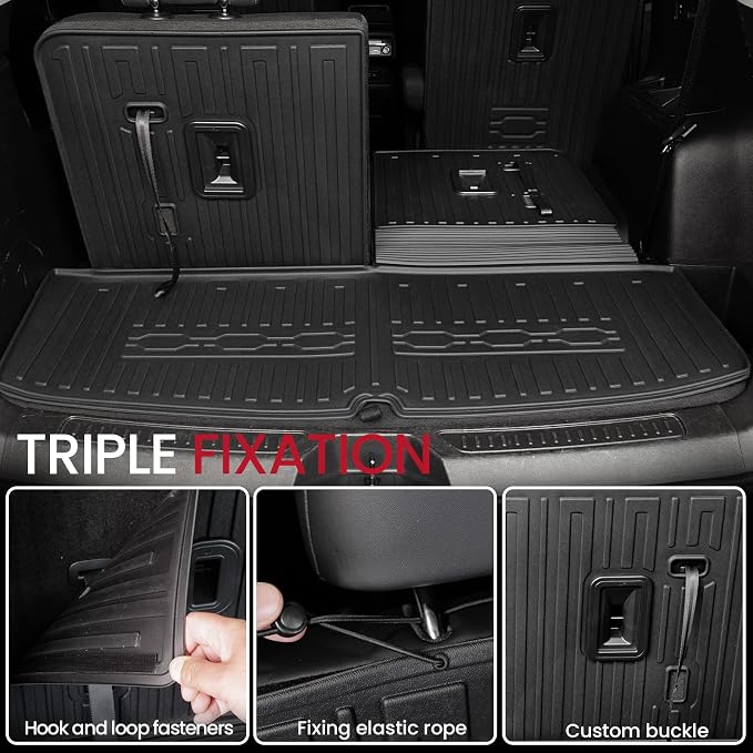 Cargo Mat for GMC Acadia 2017-2023 Accessories 6/7 Seats | One-Piece Cargo Liner & Rear Seat Back Protector, All Weather TPE, Non Slip & Odorless & Scratch Proof, Quick Clean - Image 2
