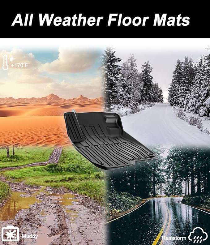 Floor Mats & Cargo Mat for Honda CR-V 2020-2022 Hybrid Only | All Weather Protection TPE Floor Liners 1st & 2nd Row & Trunk Mat Full Set, Black - Image 8