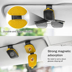 SINGARO Sunglasses Holder for Car, Leather Magnetic Buckle Sun Visor Sunglass Clip, Ticket Card Storage Glasses Clip, Car Interior Accessories for Men and Women（Black-Yellow） - Image 7