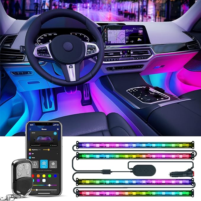 Govee Car Lights, RGBIC, Smart Interior Car Lights, APP&Remote Control | 72 LED Lights, for Decor, DIY Mode and Multiple Scene Options, 2 Lines Design by Govee