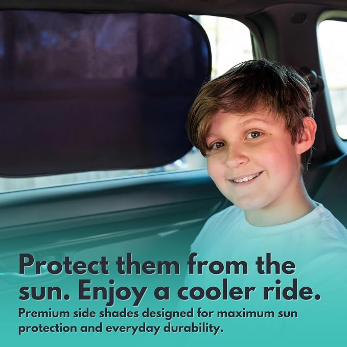 Car Window Shades - Certified 99.79% UVA & 99.95% UVB sun protection. Award winning car sun shade for side windows. 4 Pack (2 Transparency options) 25" x 16" -window shade for car baby by Kinder Fluff - Image 8