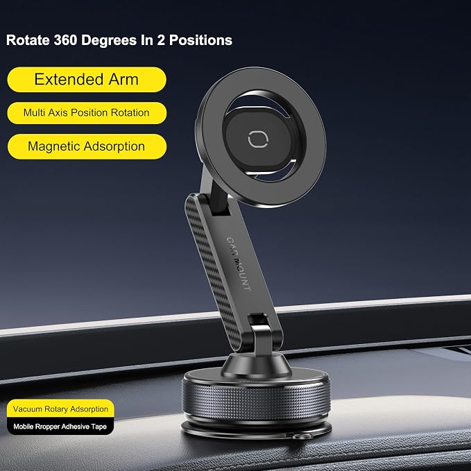 Phone Holder for Your Car Vacuum Magnetic Car Phone Holder for Magsafe 360° Adjustable Car Phone Mount Cell Phone Holders for Your Car for iPhone 17 16 15 14 13 12 Pro Max Plus Air - Image 2