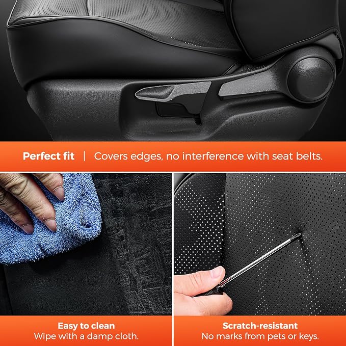 DiffCar® Seat Covers for Toyota Tacoma 2026 2025 2024 Double Cab(Gas Only), Front Seat & Console Covers Only, Faux Nappa Leather Custom Fit Car Protectors Accessories for Tacoma 4th Gen, Black Camo - Image 8