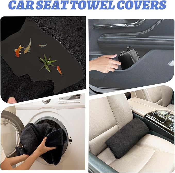 BOPUOVRE Car Front Seat Cover Waterproof Sweatproof Universal Fit | Fits All Cars Trucks Gym Sports Beach 3 Layer Non Slip Machine Wash Stain Protection Black 2 Piece - Image 6