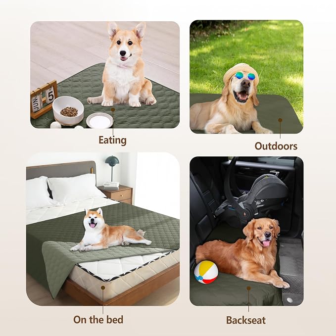 gogobunny Waterproof Dog Blanket, Couch Covers for Sofa, Reusable Pee Pads | Wear Resistant, Leakproof Sofa Cover for Pets, Anti-Pilling, Hypoallergenic, Machine Washable, 30x90 Inch Dark/Light Olive - Image 3