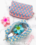 Checkered Makeup Bag for Purse, Small Cosmetic Pouch,Blue Beige,2 Pack | Cute Zipper Makeup Organizer for Women, Travel Essentials, Toiletries, Makeup Brushes, Beauty Accessories&Bridesmaid Gifts - Image 5