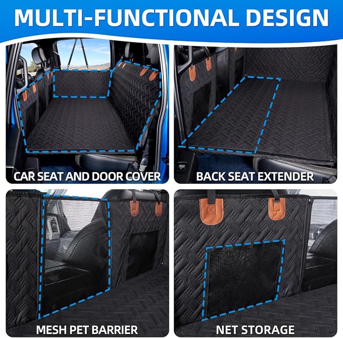 MAXFUT Dog Car Seat Cover for Back Seat,Seat Extender for Full Size Truck | Removable surface,Hard Bottom Dog Hammock,Waterproof,Strong Support,More Rest Space,Truck Back Seat Protector,Black - Image 5