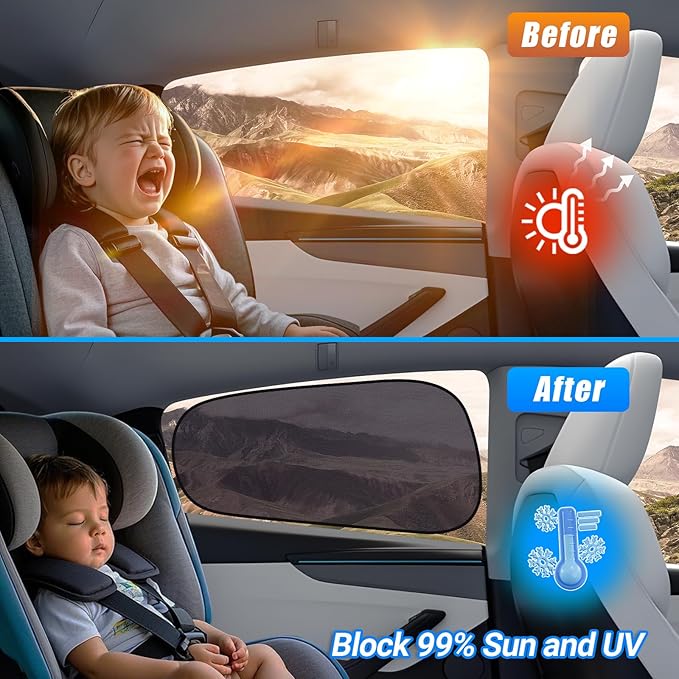 ZATOOTO Tesla Model Y Back Side Window Sun Shades, 95% UV & Heat Block | Custom Fit 2020-2026, Anti-glare, Privacy Protection, Semi Transparent Static Cling, No Adhesive, Tool-Free Install - Image 3