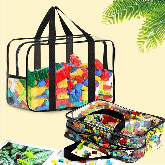 6 Packs Toy Storage Bags with Labels, Reusable Clear PVC Board Game Storage, Travel Waterproof Organizer Bags with Zipper Large Capacity (L, XL, XXL) - Image 4