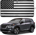 American Flag Windshield Sun Shade, High-Resolution Car Sun Shield with Mirror Cut-Out for Automotive Interior Sun and Heat Protection, Folding Sunshade with Storage Bag - Medium, Black & White by Magnelex