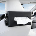 Large Car Tissue Holder PU Leather Organizer with 2 Mesh Pockets | Rectangle Tissue Box Cover for Headrest, Backseat & Armrest, Smooth-Pull Metal Opening Fits 120-160 Count Napkins by Unknown