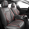 Fit bZ4X Premium Leather Car Seat Covers for Toyota bZ4X 2023-2025 2026 - Waterproof，Breathable，All-Weather Seat Cushion Protecto & Airbag Compatible, 2 Front Seat Red Line Black by Unknown