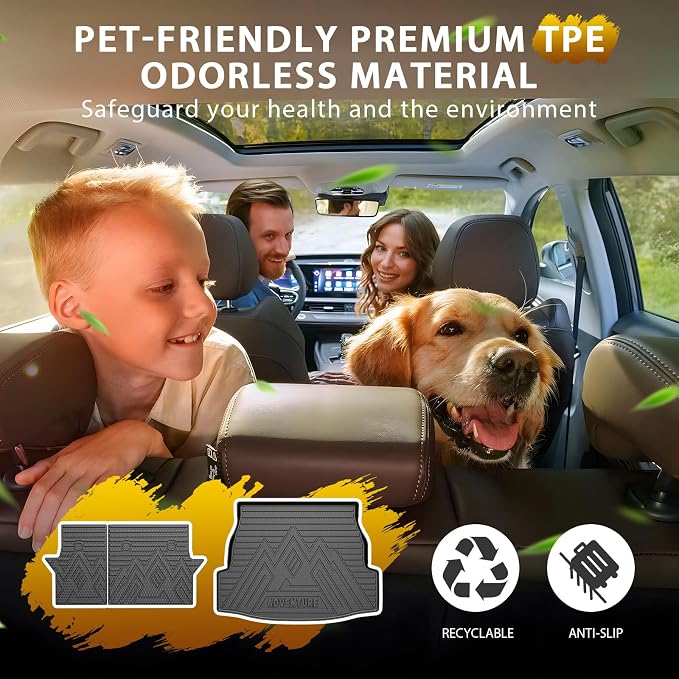 Powerty Cargo Mat with Backrest Mat for Toyota RAV4 2019-2025 (Include Hybrid&Gasoline), All Weather TPE Cargo Mat Liner for RAV4 Rear Trunk - Image 3