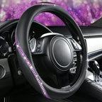 CAR PASS Bling Diamond Black Leather Steering Wheel Cover, Studded Crystal Rhinestones Universal Fit 14" 1/2-15" Glitter for Women Sparkle Girl Fit Suvs,Vans,Sedans,Car,Trucks, Purple Diamond - Image 3