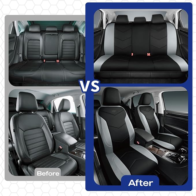 Skechers Memory Foam Seat Covers,Leather Car Seat Covers, Ultimate Comfort & Support Front Seat Covers Airbag Compatible, Automotive Universal Fit Most for SUVs, Vans, Sedans, Cars, Trucks,Gray - Image 6