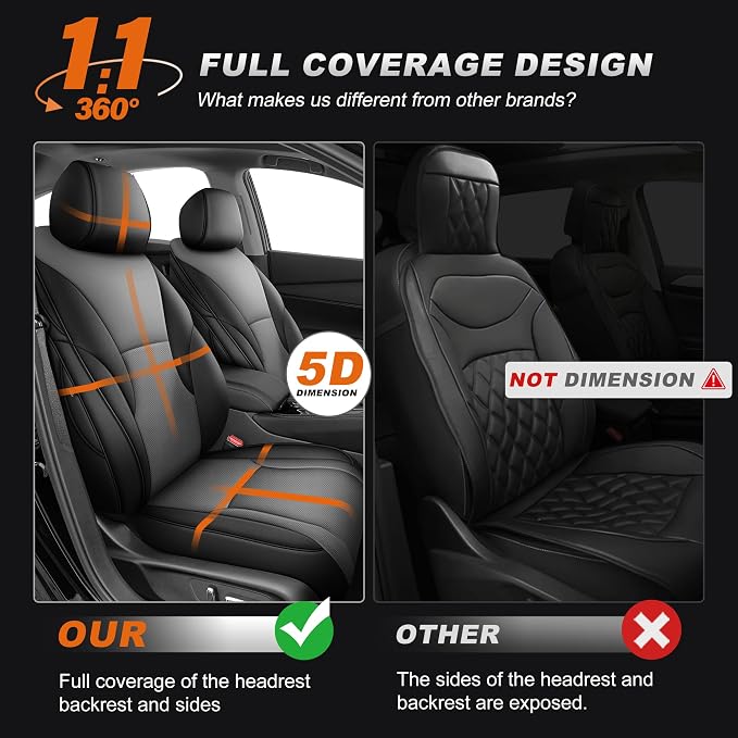 AOMSAZTO Custom Fit Seat Covers for Honda Accord 2023 2024 2025 2026 | EX,EX-L,Hybrid,Sport,Touring(RearRow W/40/60 Split Backrest)Full Set Faux Leather Compatible Airbag Seat Protector Black&Gray - Image 4