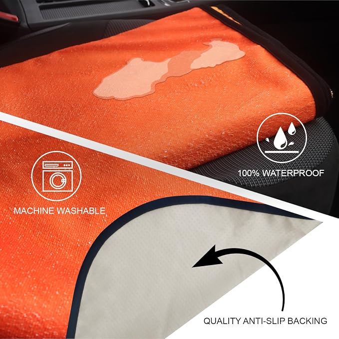 Sweat Towel Car Seat Cover Protector Front Seats for Gym Workout, Running, Swimming, Beach and Hiking, Waterproof Universal Seat Cover for Car, Trucks, Van & SUV (1, Gradient Orange, Rear Seat) - Image 3