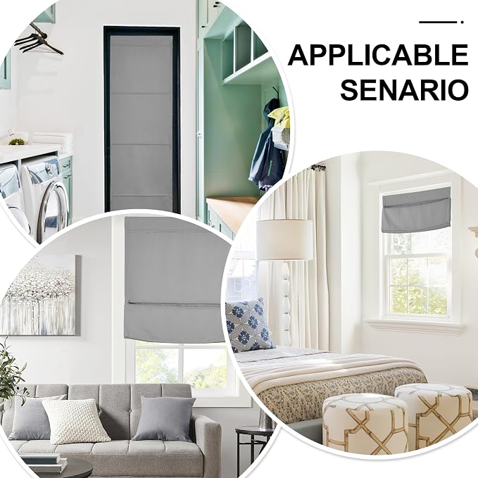 NICETOWN Silver Grey Magnetic Blackout Door Blinds, No DrillDoor Shade | Thermal Insulated Door Window Cover for French Door, Roman Curtains for Light Conrol, 24" W x 72" L, 1 Panel - Image 8