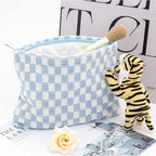 PAZIMIIK Checkered Makeup Bag for Purse, Small Flat Cosmetic Pouch,Blue | Cute Zipper Makeup Organizer for Women, Travel Essentials, Toiletries, Makeup Brushes, Beauty Accessories&Bridesmaid Gifts - Image 2