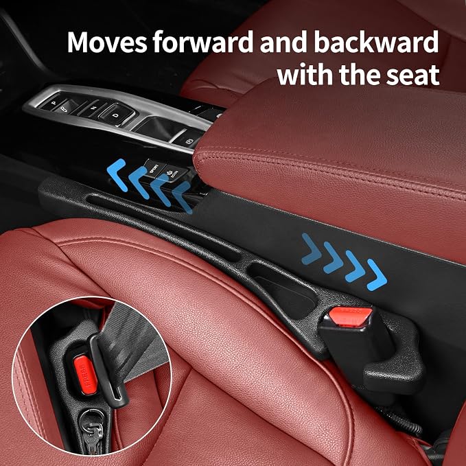 7F Car Seat Gap Filler, Organizer Between Seat and Centre Console | Universal Car Accessories Interior for Men or Women, Car Seat Gap Plug With Storage Slot, Fit SUV Truck Storage Black- 2Pack - Image 7