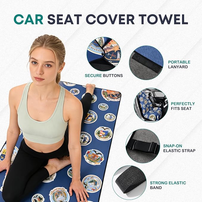 FLORICH Towel Car Seat Covers, Car Seat cover Protector Front Seats, Car Seat Cover Towel for Post Gym Workout, Running, Swimming and Beach, Non-Slip Car Seat Towel Covers Fit for Most Cars Trucks SUV - Image 5